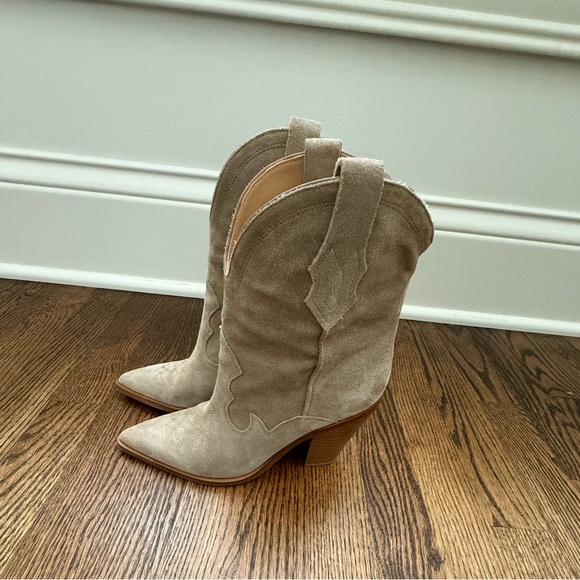 Sigerson Morrison Kalila suede western boots Size 37 beige - Picture 3 of 11